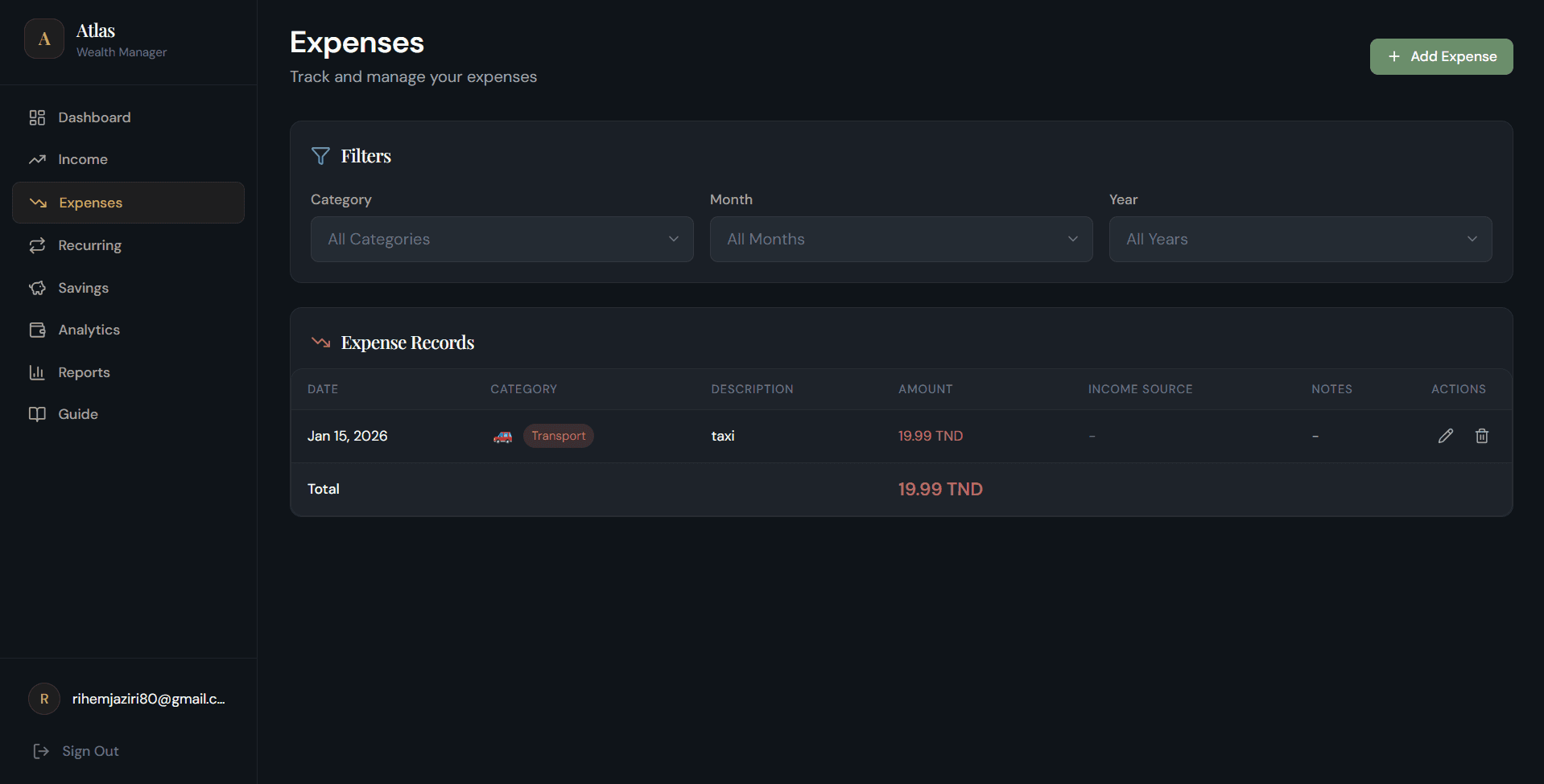 Expense Tracking