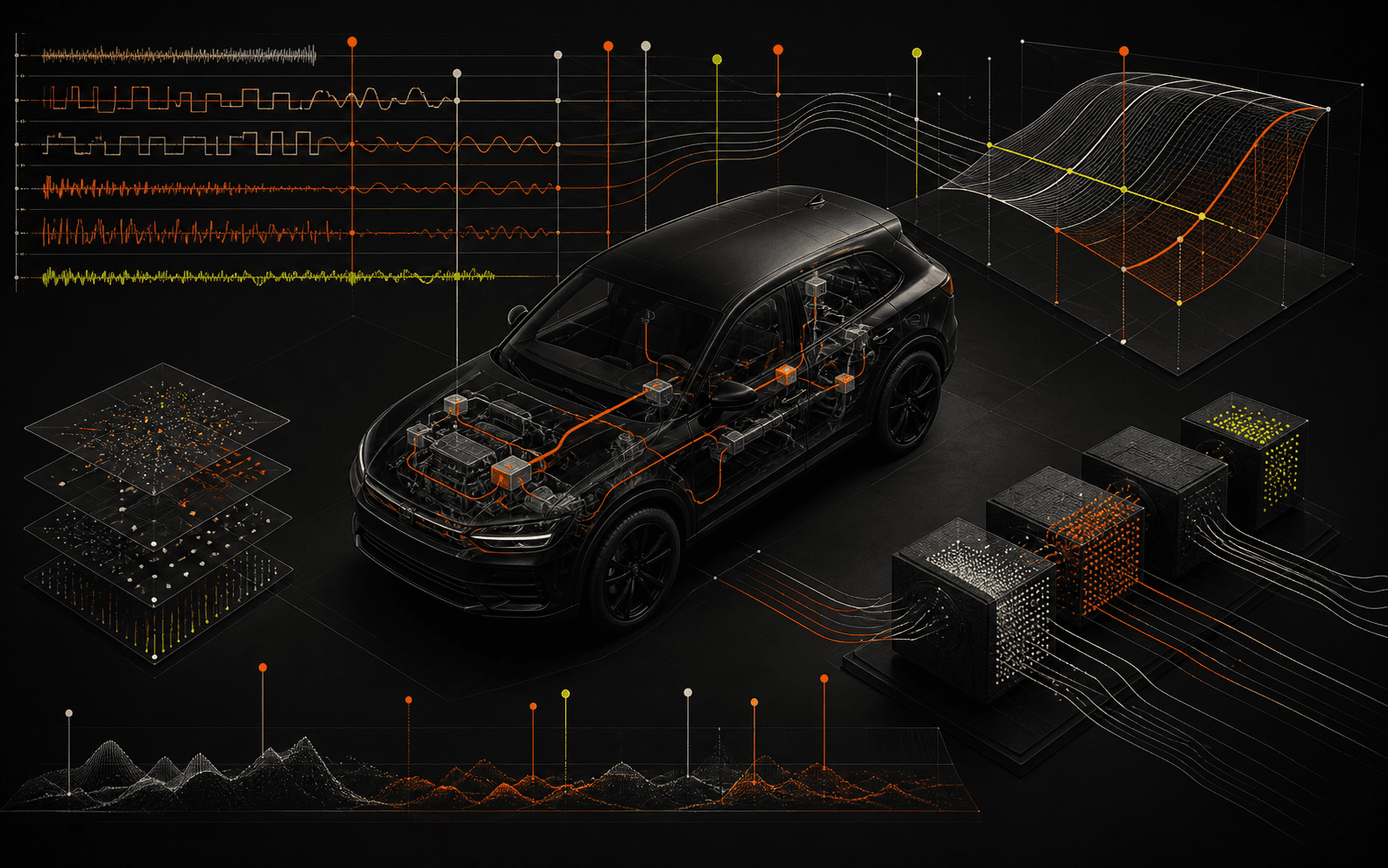 Abstract telemetry landscape representing FLEDEM fleet analytics